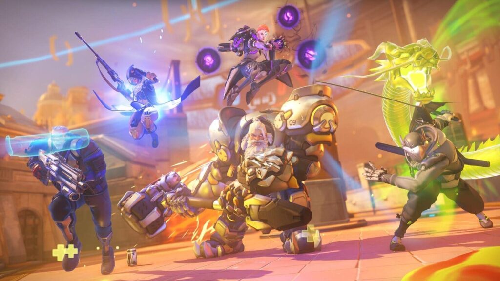 Personajes de Overwatch demostrando sus habilidades
