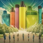 Gigantes vapo al final de un camino con gente