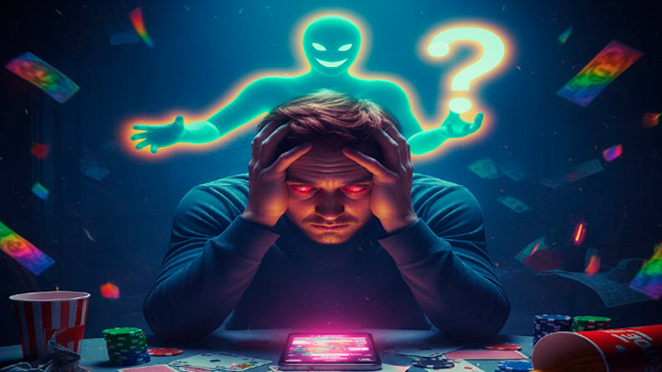 un señor esta consumido por las apuestas